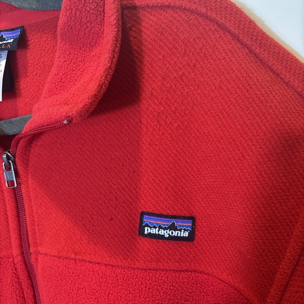 Patagonia Pullover Men Large Red Fleece Micro D Outdoors Hiking Synchilla Jacket - Picture 3 of 10